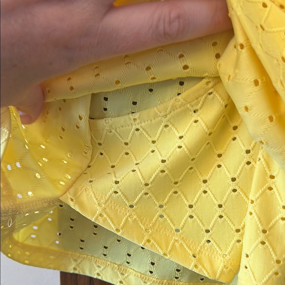 Michael Kors Bright Yellow Eyelet Wrap Blouse - Picture 5 of 7